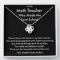 Math Teacher Gift, Teacher Appreciation Gift, Necklace Gift, Mathematics, Teacher Christmas Gifts, Teacher Gift Box, End of Year Teacher Gift
