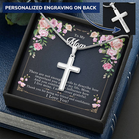 Personalized Mom Gifts, Sentimental Gifts, From Son to Mom Gift, From Daughter to Mom Gift, Cross Necklace Personalized