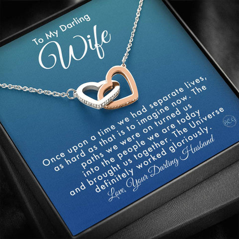 Wife Anniversary Jewelry, Hearts Interlocked Necklace, Birthday Gift for Wife of Many Years