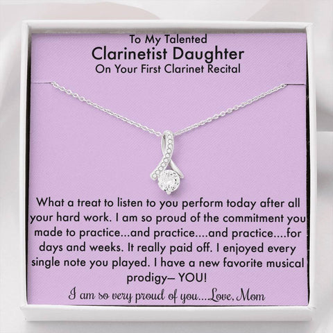 Clarinetist Daughter, Clarinet, Clarinet Jewelry, Music Student Gift, Music Necklace, Gifts for Music Lovers, First Recital Gift, Cubic Zirconia Necklace
