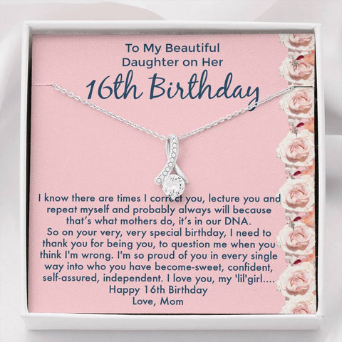 16th Birthday Gift, Sweet 16 Necklace, Sweet Sixteen, 16th birthday girl gift, Proud Mom to Daughter Gifts, Birthday Present for 16 year old